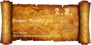 Kumer Mihály névjegykártya